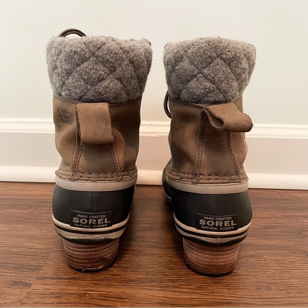 Sorel Slimpack ll Lace Boot Sz 7.5 Leather Winter Duck Boot Lace Up